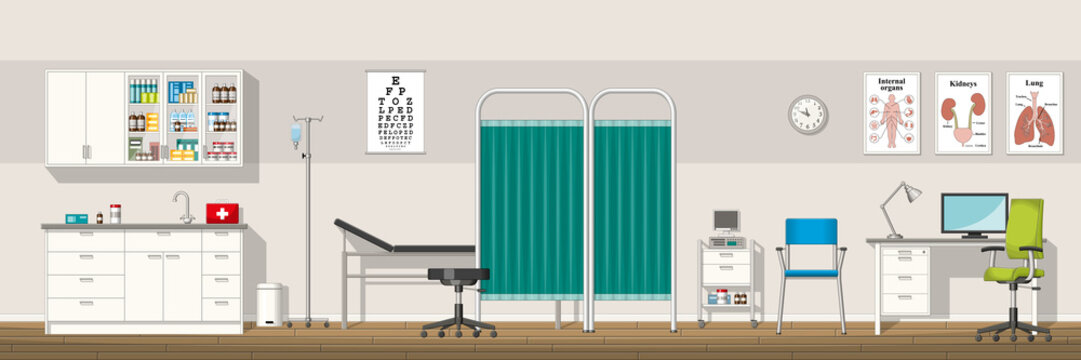 Illustration of a doctor office, panorama