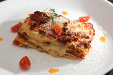 Italian lasagna on plate