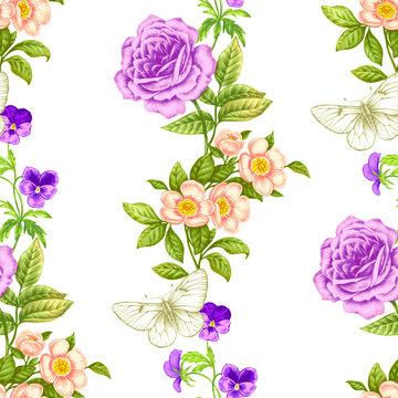 Seamless pattern with roses.