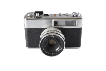 old vintage camera on white background