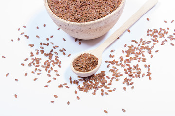 closeup of flaxseed isolated on white