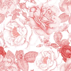 Acrylic prints Roses Floral vintage seamless pattern