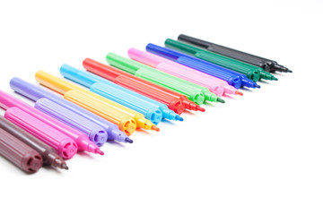 color soft-tip pen on white background
