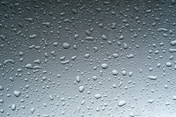 Rain drops on car.