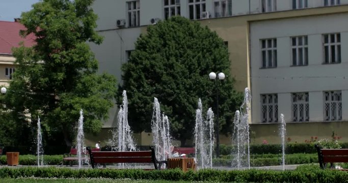 a Modern Splash Fountain in City Parck