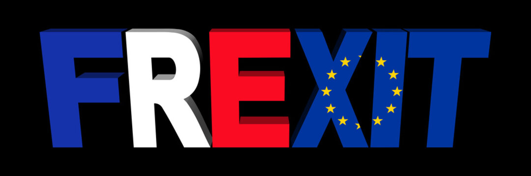 Frexit text with French and Eu flags illustration