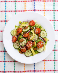 vegetable salad on breakfast table