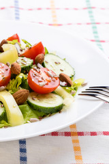 vegetable salad on breakfast table