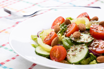 vegetable salad on breakfast table