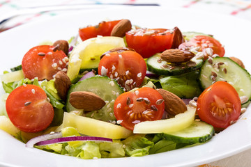 vegetable salad on breakfast table