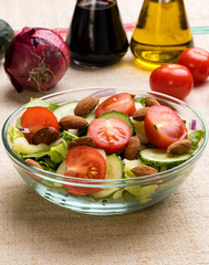 vegetable salad in glass bowl