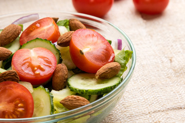 vegetable salad in glass bowl