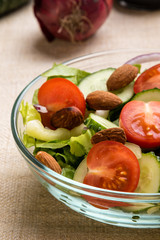 vegetable salad in glass bowl