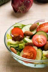 vegetable salad in glass bowl