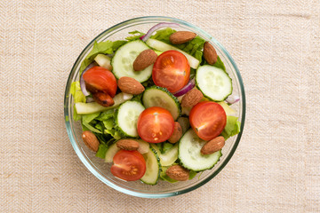vegetable salad in glass bowl