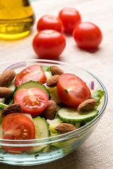 vegetable salad in glass bowl
