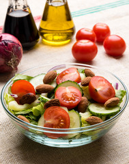 vegetable salad in glass bowl