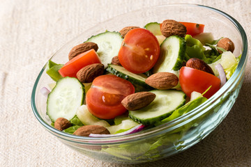 vegetable salad in glass bowl