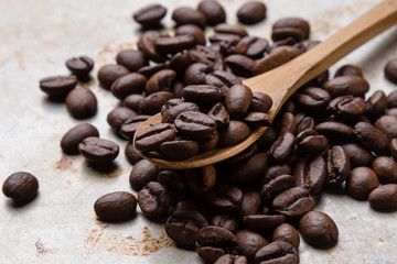 coffee beans on spoon