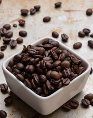 coffee beans in a white bowl