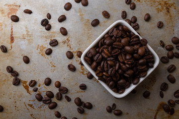 coffee beans in a white bowl