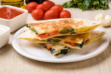 quesadilla with cheese and vegetables