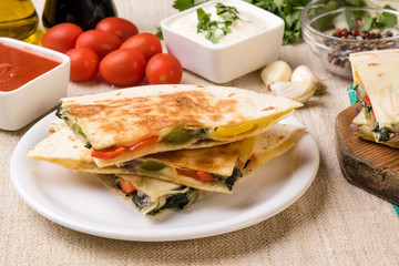quesadilla with cheese and vegetables - 114302825