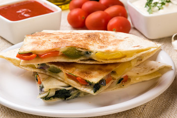 quesadilla with cheese and vegetables