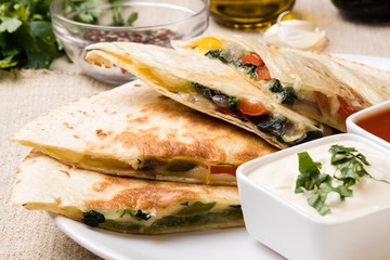 quesadilla with cheese and vegetables
