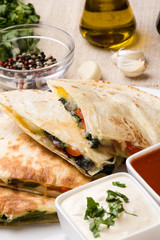 quesadilla with cheese and vegetables