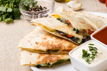 quesadilla with cheese and vegetables