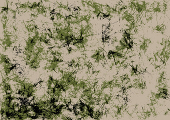 Abstract drawn grunge background in old green colors. Effect of crumpled paper. Texture with cracks, ambrosia, scratches, attrition. Series of Drawn Grunge, Oil, Pastel, Chalk Backgrounds.