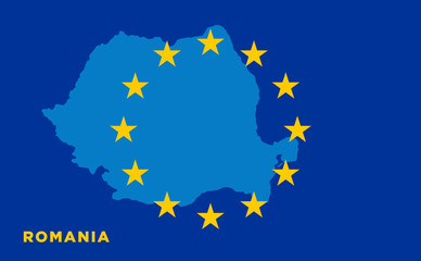 Flag of European Union with Romania on background
