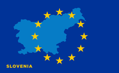Flag of European Union with Slovenia on background