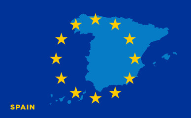 Flag of European Union with Spain on background