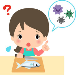 食中毒を心配する調理中の女性