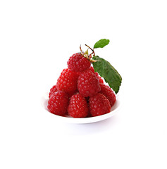 beautiful raspberries on white
