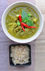 Thai chicken green curry with rice (Thai Foods)