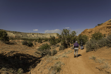 Visitor walk along the trail on the mountain