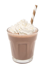 chocolate milkshake in a glass isolated 