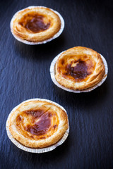 Egg tart on a grunge background