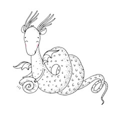 Magic dragon and shell on a white background.