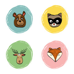 Obraz premium Merry Christmas and happy holidays concept represented by cartoon animals icon. isolated and flat illustration