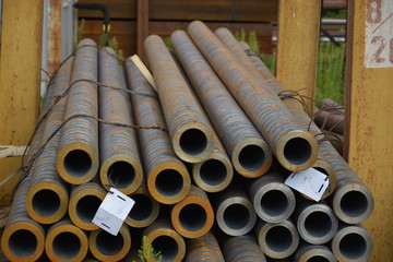 Reinforced tube. Heavy-wall metal pipe. Thick-walled pipe. Stuck of steel pipes. Heavy-gauge pipe...