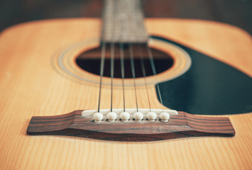 detail of classic guitar with shallow depth of field