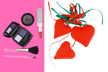 Cosmetics set with copy space