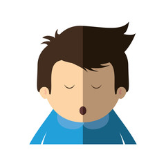 Resting and sleep concept represented by boy sleeping icon. isolated and flat illustration 