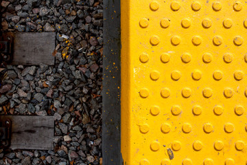 Warning tiles and railway track