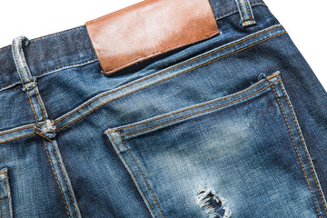 Jeans texture , Blue denim jeans isolated on white background