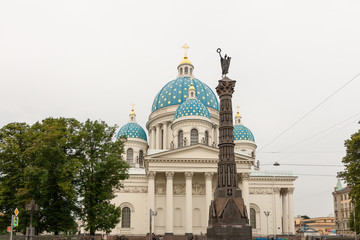 Fototapeta na wymiar View of Trinity Cathedral in St. Petersburg.